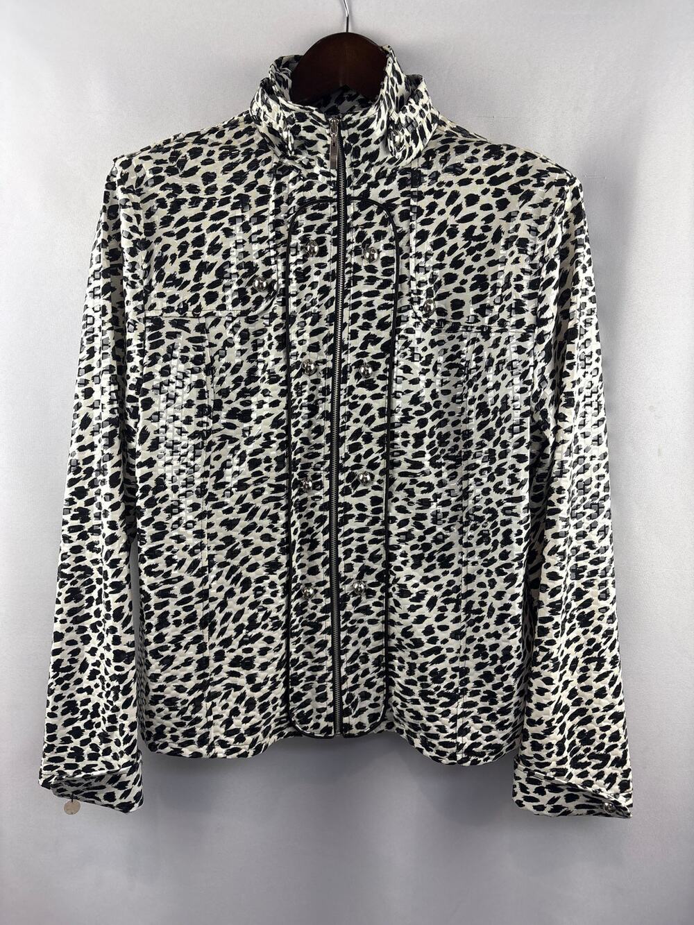 Women’s Lisa International XL White & Black Patterned Jacket